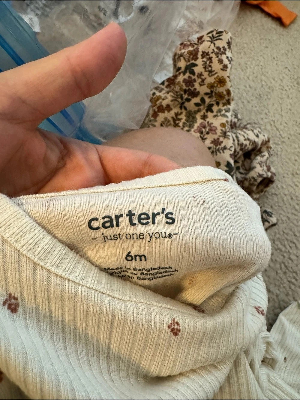 Carter's Floral Ribbed Matching Set Baby 6M - Picture 3 of 3